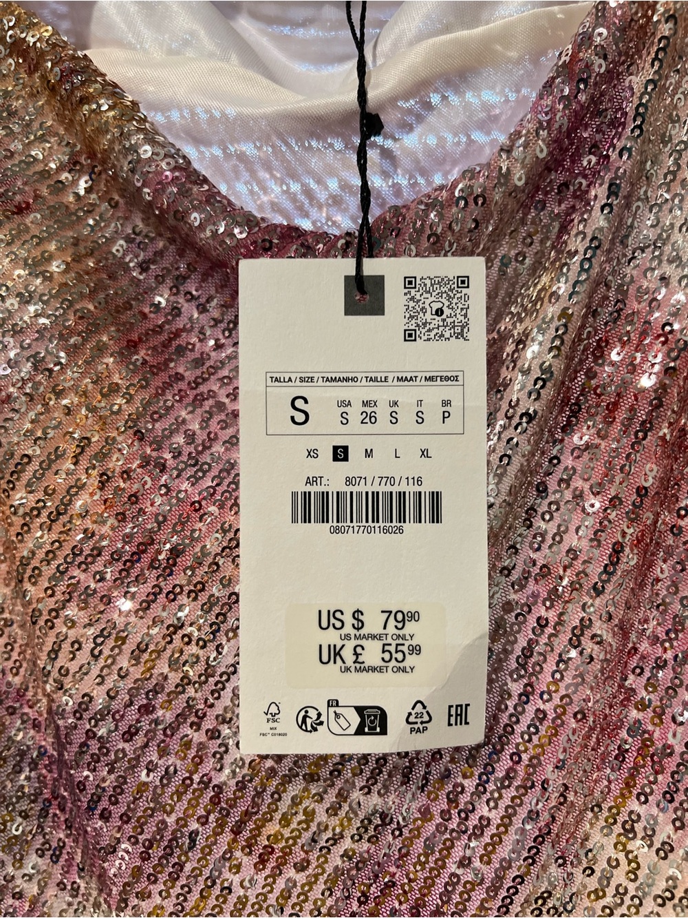 Zara Blogger Favorite Multicolor Sequin Halter Maxi Dress Size Small NWT - Picture 7 of 7